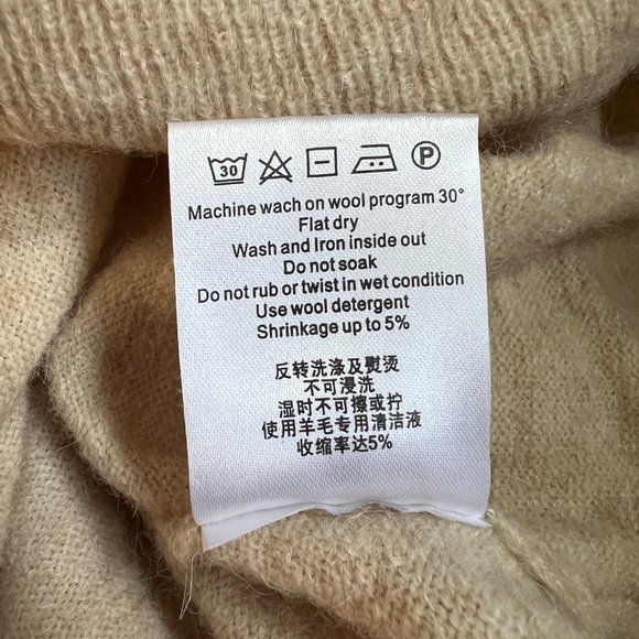 Anthropologie Alpaca Wool Oversized Knit Cowl Turtleneck Sweater Chunky Cozy XS - Picture 3 of 5